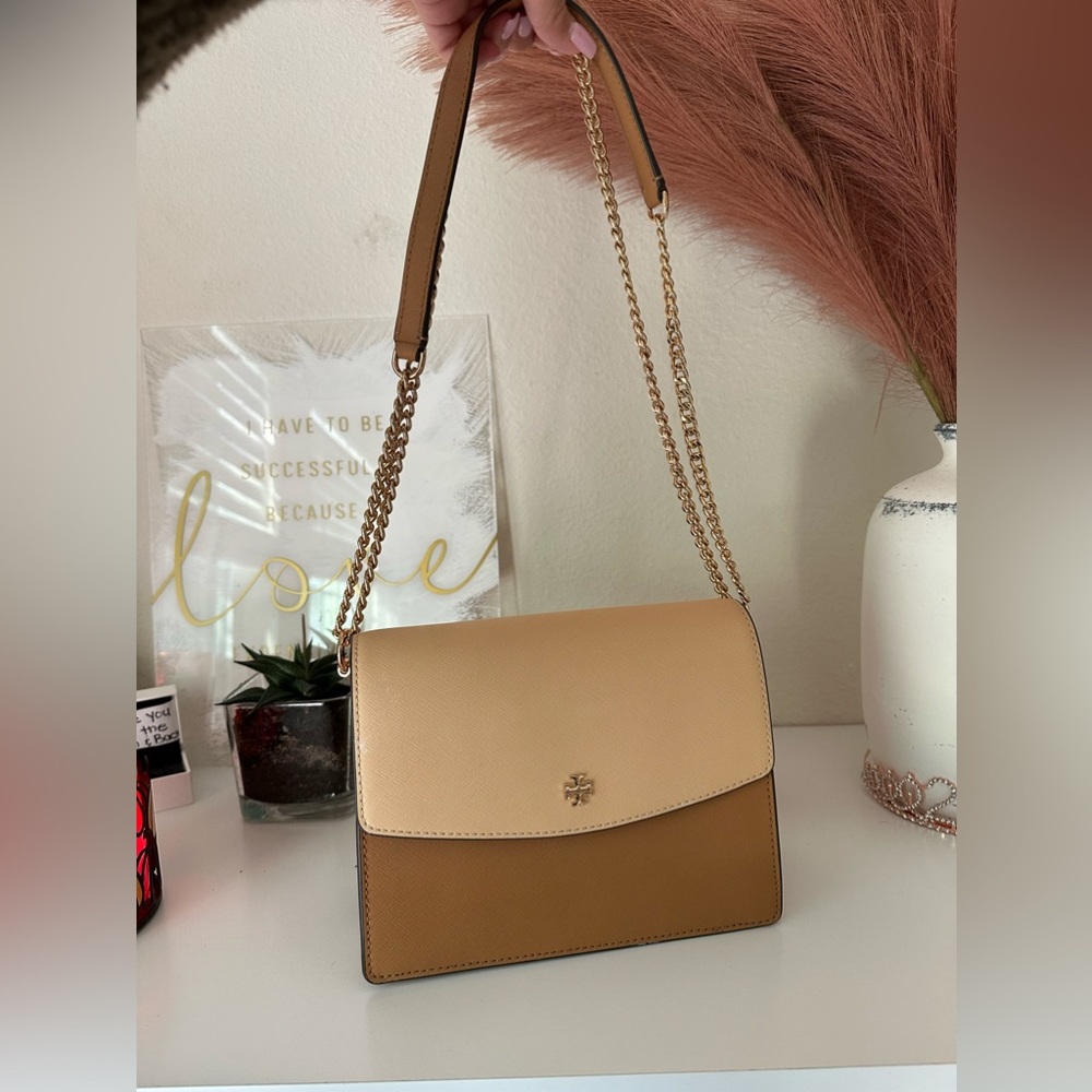 Tory Burch Tan and Cream Crossbody Bag